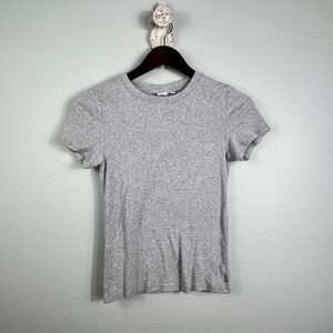 Aritzia TNA Women's Gray‎ Ribbed Tee Crew T-Shirt M